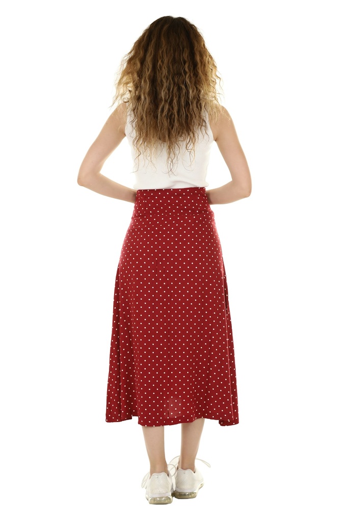 Red polka dot maxi skirt