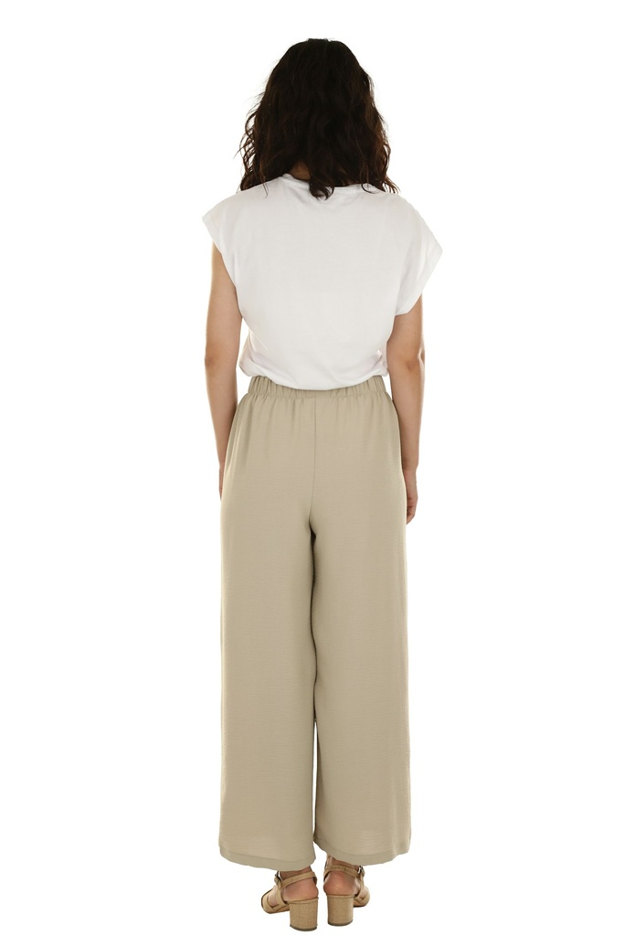 Beige wide-leg trousers